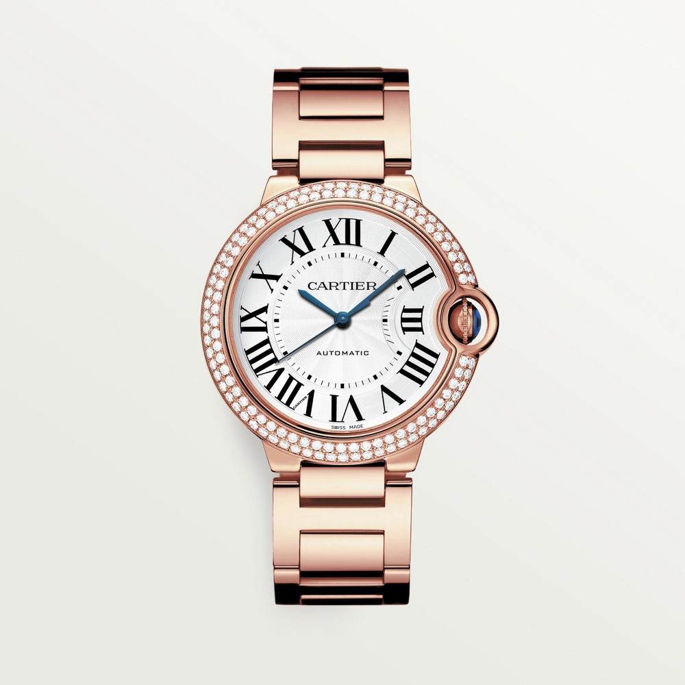 Đồng Hồ Cartier Ballon Bleu De Cartier Watch 36mm Nữ Vàng Hồng Xám